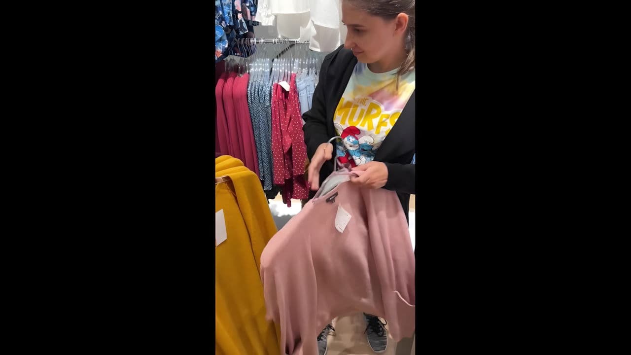 Stripping completely naked in public store