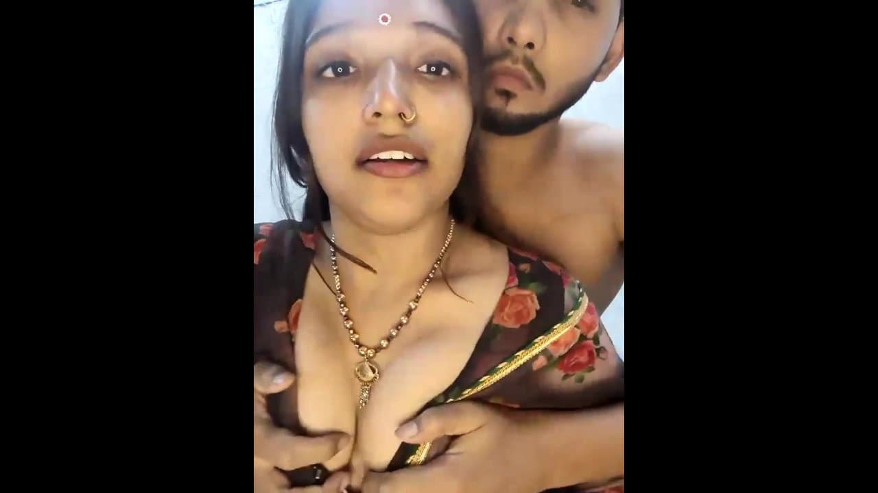 Cute Couple Romantic Kissing And Boobs Pressing