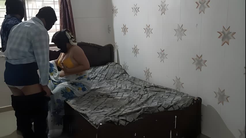 Desi Housekeeper Gangbang Threesome Doggy Style Hardcore Fucking With House Owner and Stepbrother