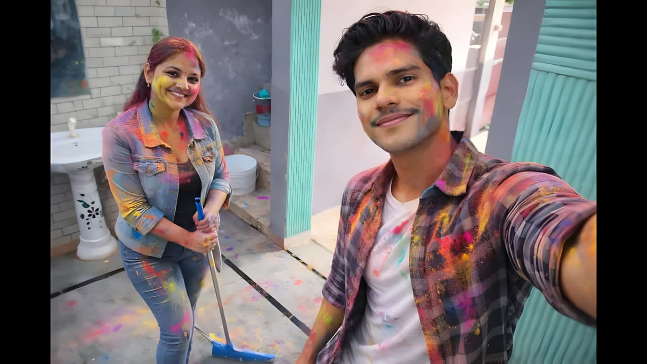 Newly Married Indian Wife Holi Special Hot Video