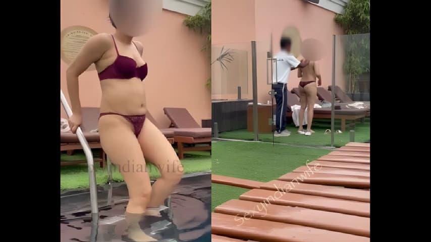 Sexy Indian Wife Naughty Fun in Hotel Pool