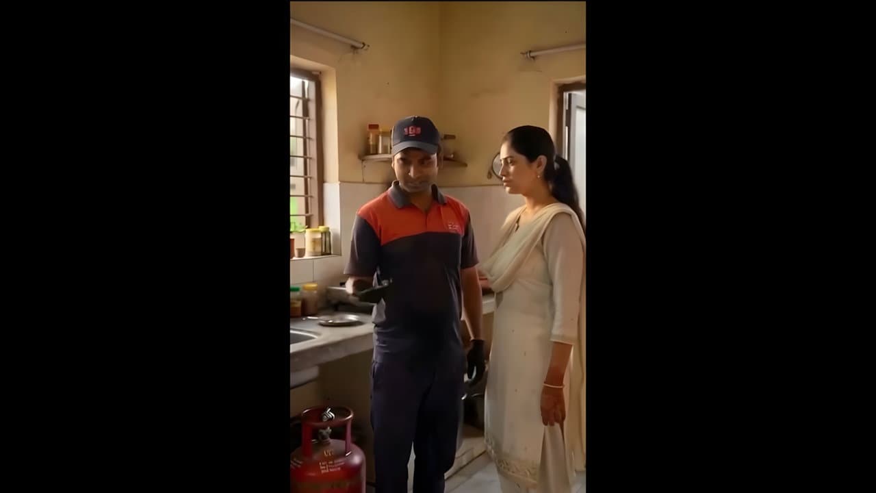 Hot Aunty Fucked Hard by Gas Delivery Boy in Kitchen